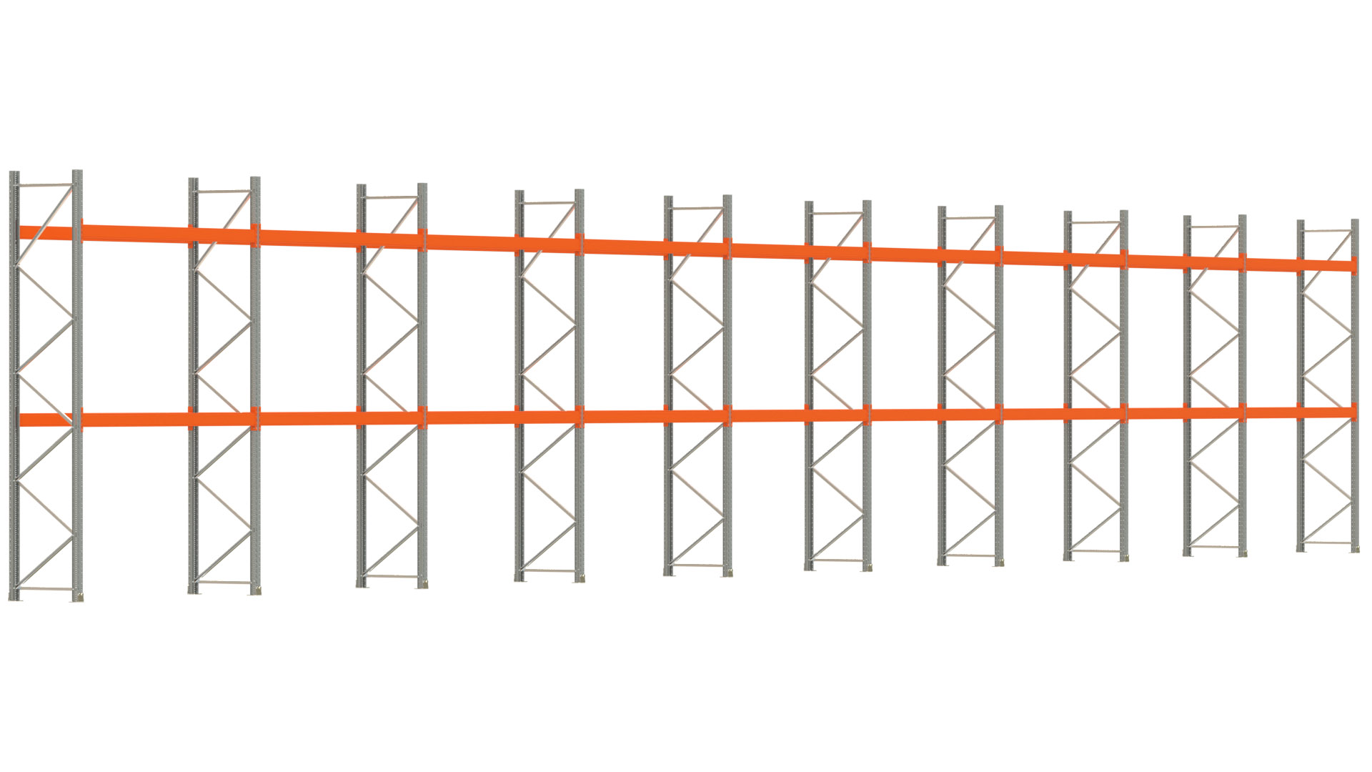 Palettenregal ARTUS - Breite 2515 cm - Höhe 400 cm - Tiefe 80 cm - Fachlast 3000 kg - 54 Palettenstellplätze