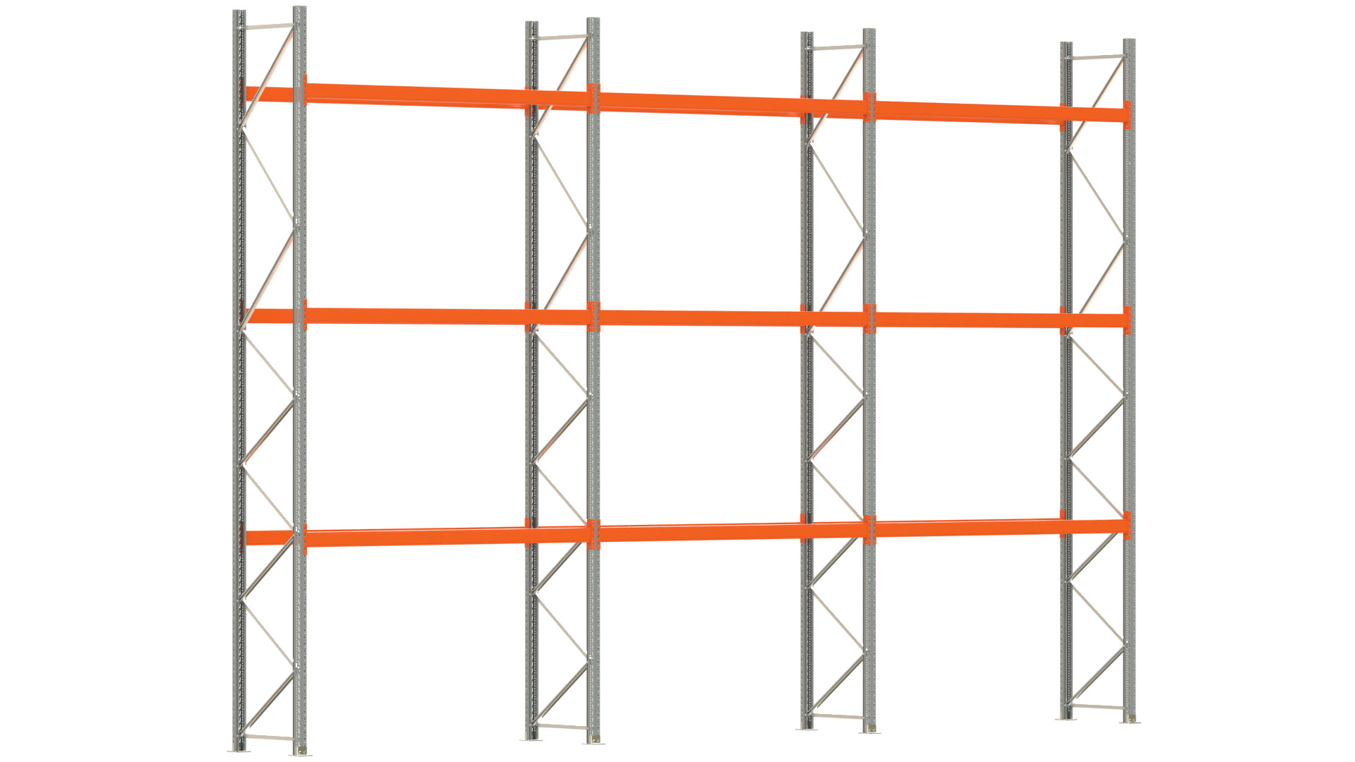Palettenregal ARTUS - Breite 844 cm - Höhe 550 cm - Tiefe 80 cm - Fachlast 2000 kg - 24 Palettenstellplätze
