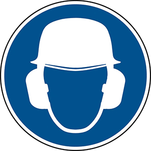 Gebotsschild, Kopf- und Gehörschutz benutzen