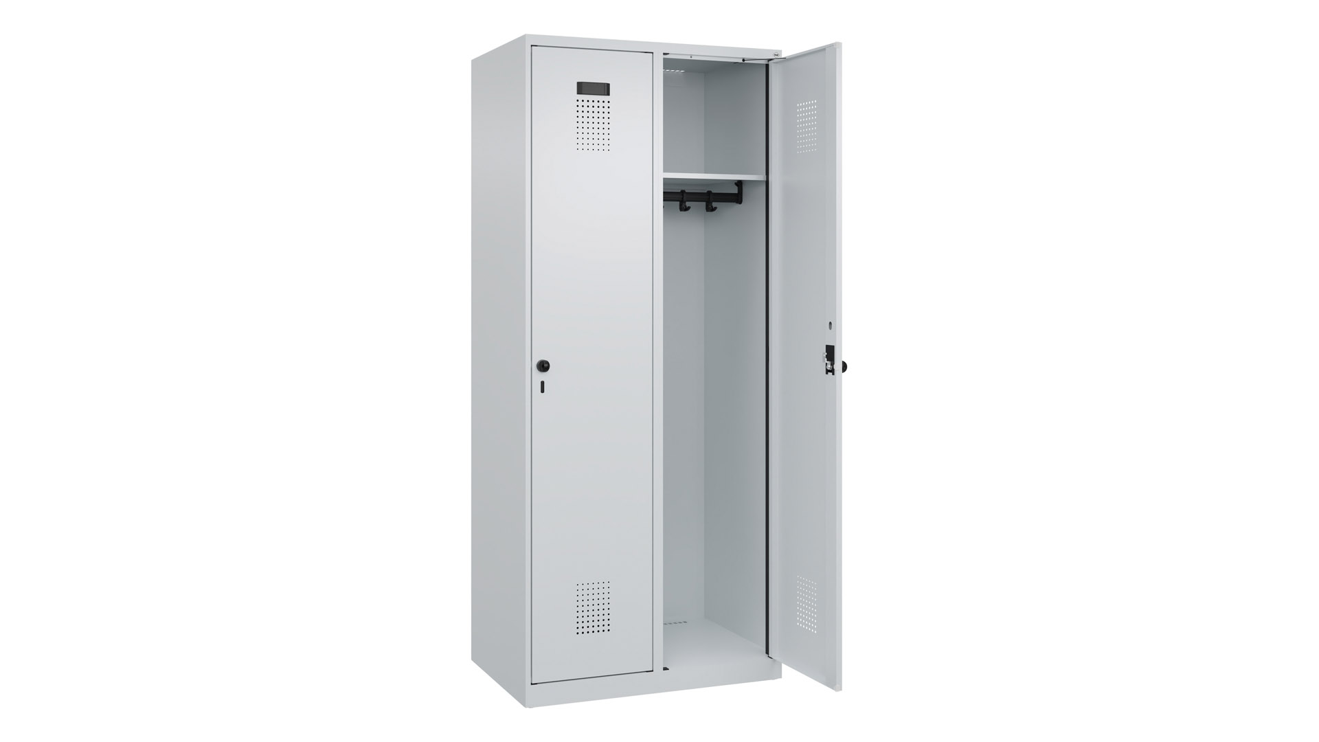 Spind - Garderobenschrank, Breite 80 cm, Höhe 185 cm, Tiefe 50 cm, 2 Abteile