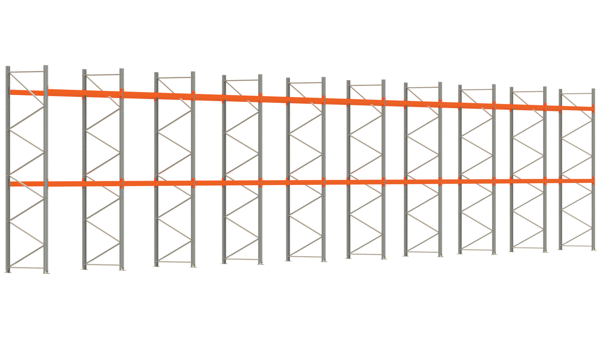 Palettenregal ARTUS - Breite 2515 cm - Höhe 450 cm - Tiefe 110 cm - Fachlast 2000 kg - 81 Palettenstellplätze