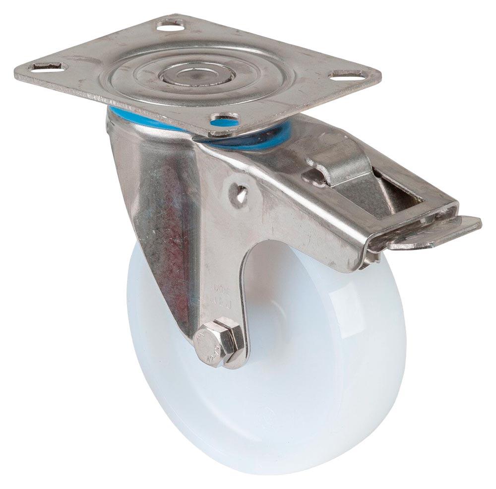 Edelstahl-Transportgeräte-Lenkrolle m. Festst.