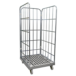 Rollbox, 3-seitig, Nutzhöhe 1650 mm, BxTxH 810x720x1850 mm, Bodenplatte aus HDPE, RAL 7032 kieselgrau