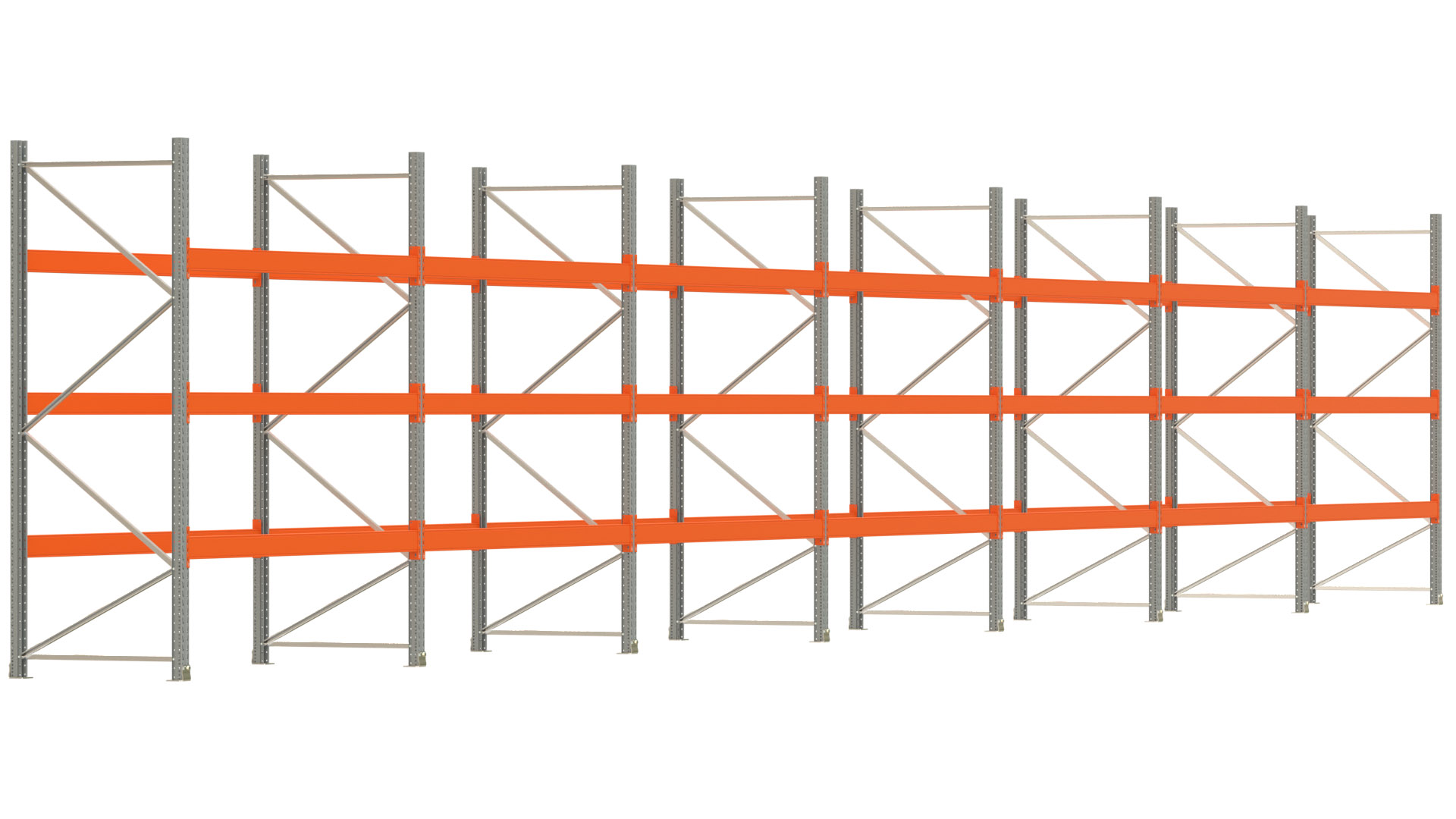Palettenregal ARTUS - Breite 1958 cm - Höhe 300 cm - Tiefe 110 cm - Fachlast 3000 kg - 84 Palettenstellplätze
