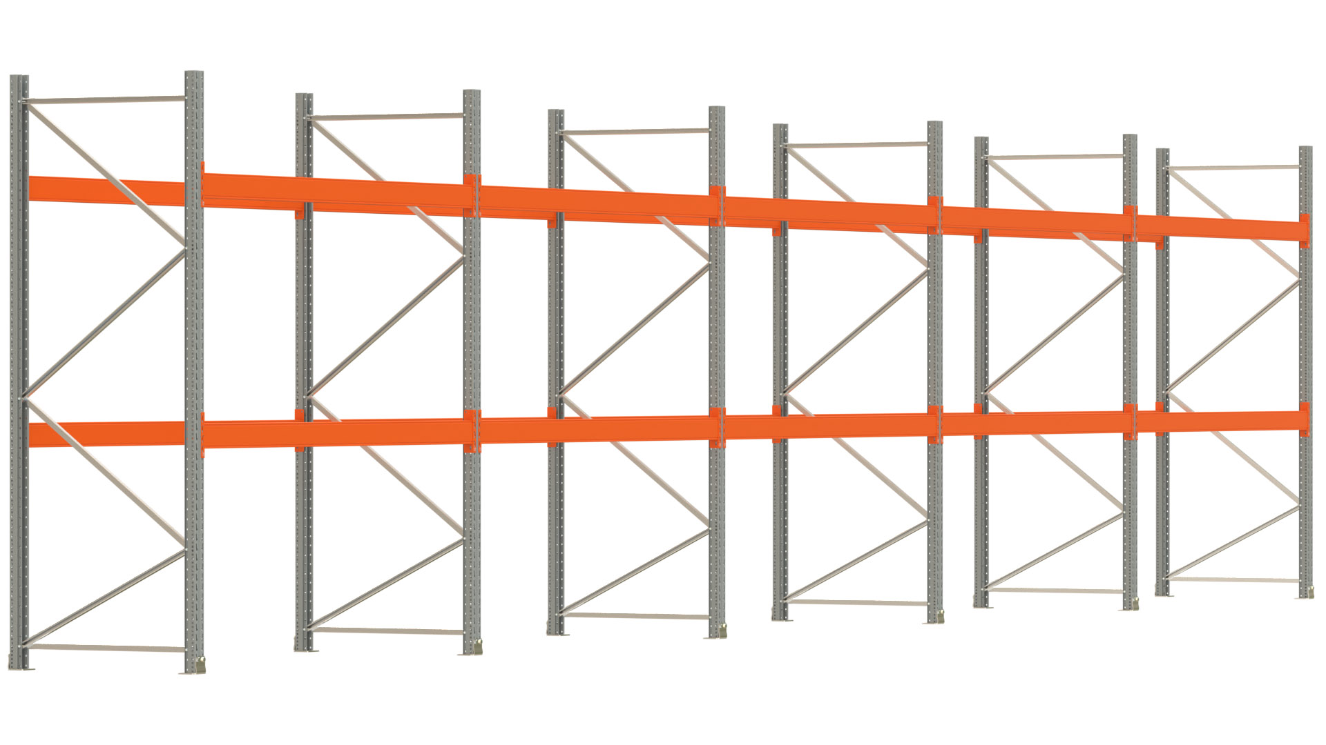 Palettenregal ARTUS - Breite 1401 cm - Höhe 300 cm - Tiefe 110 cm - Fachlast 3000 kg - 45 Palettenstellplätze