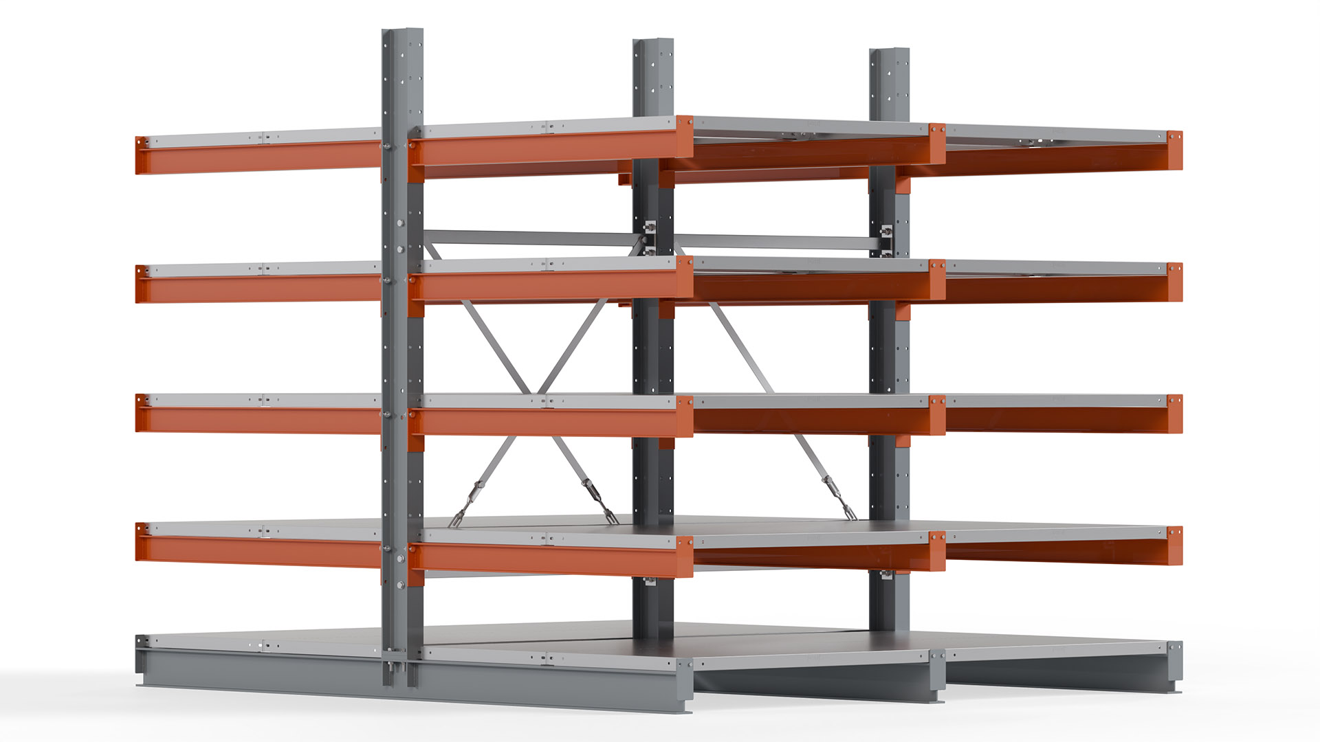 Kragarmregal KARL basic - lackiert - Breite: 200 cm - Höhe: 200 cm - Tiefe: 120 cm - Traglast je Kragarm: 370 kg - beidseitig