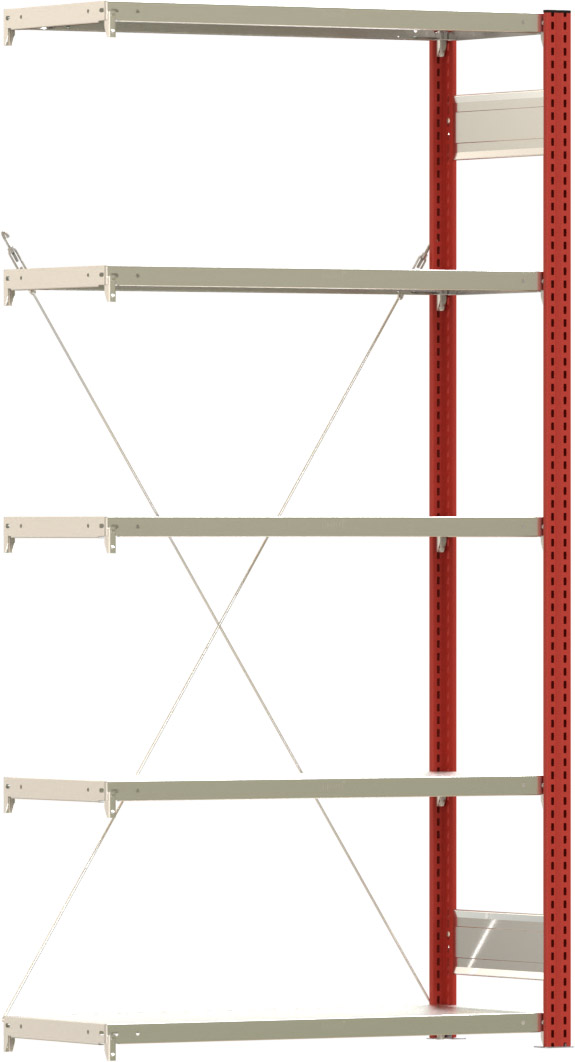 Fachbodenregal BERT - Breite: 100,5 cm - Tiefe: 40 cm - Höhe: 200 cm - 5 Böden - Anbauregal