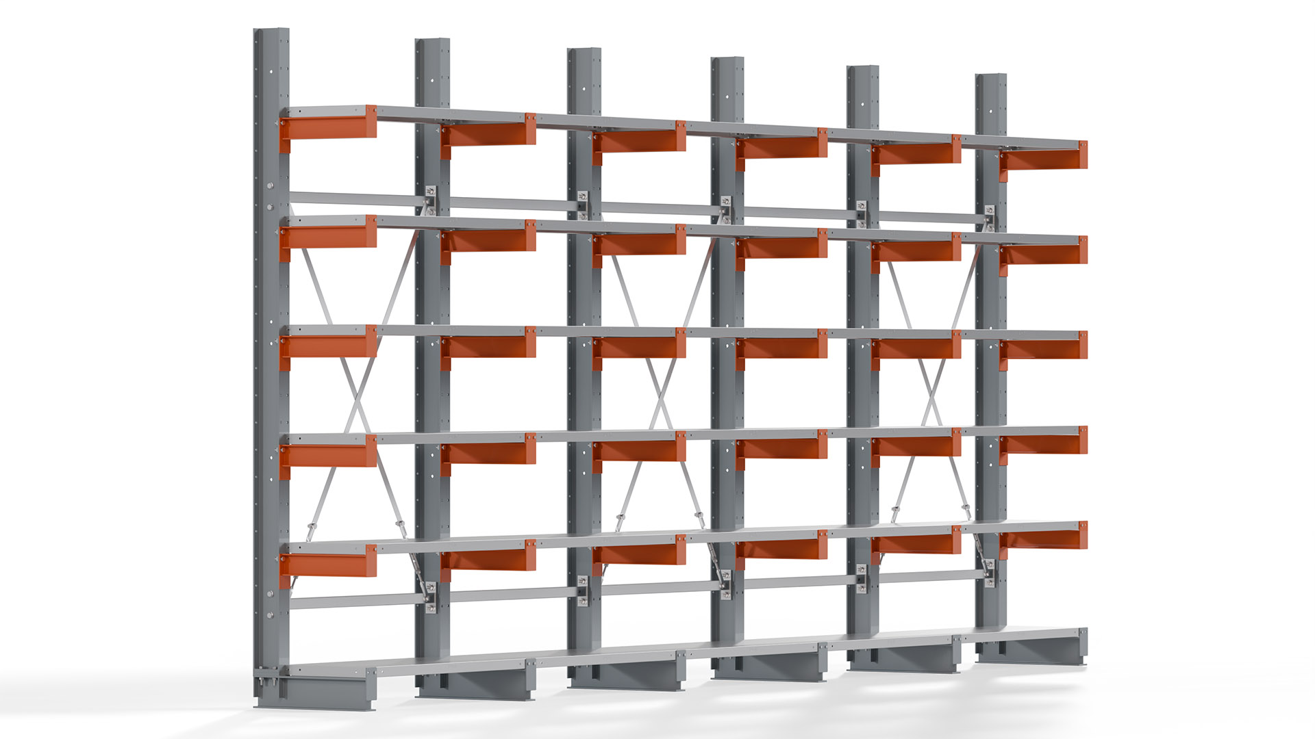 Kragarmregal KARL basic - lackiert - Breite: 500 cm - Höhe: 250 cm - Tiefe: 40 cm - Traglast je Kragarm: 1100 kg - einseitig