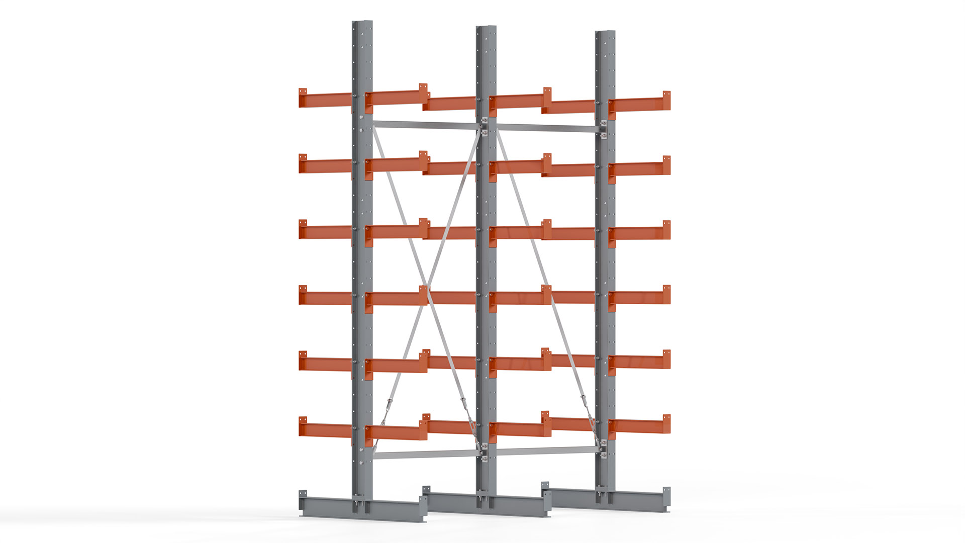 Kragarmregal KARL basic - lackiert - Breite: 200 cm - Höhe: 300 cm - Tiefe: 50 cm - Traglast je Kragarm: 870 kg - beidseitig