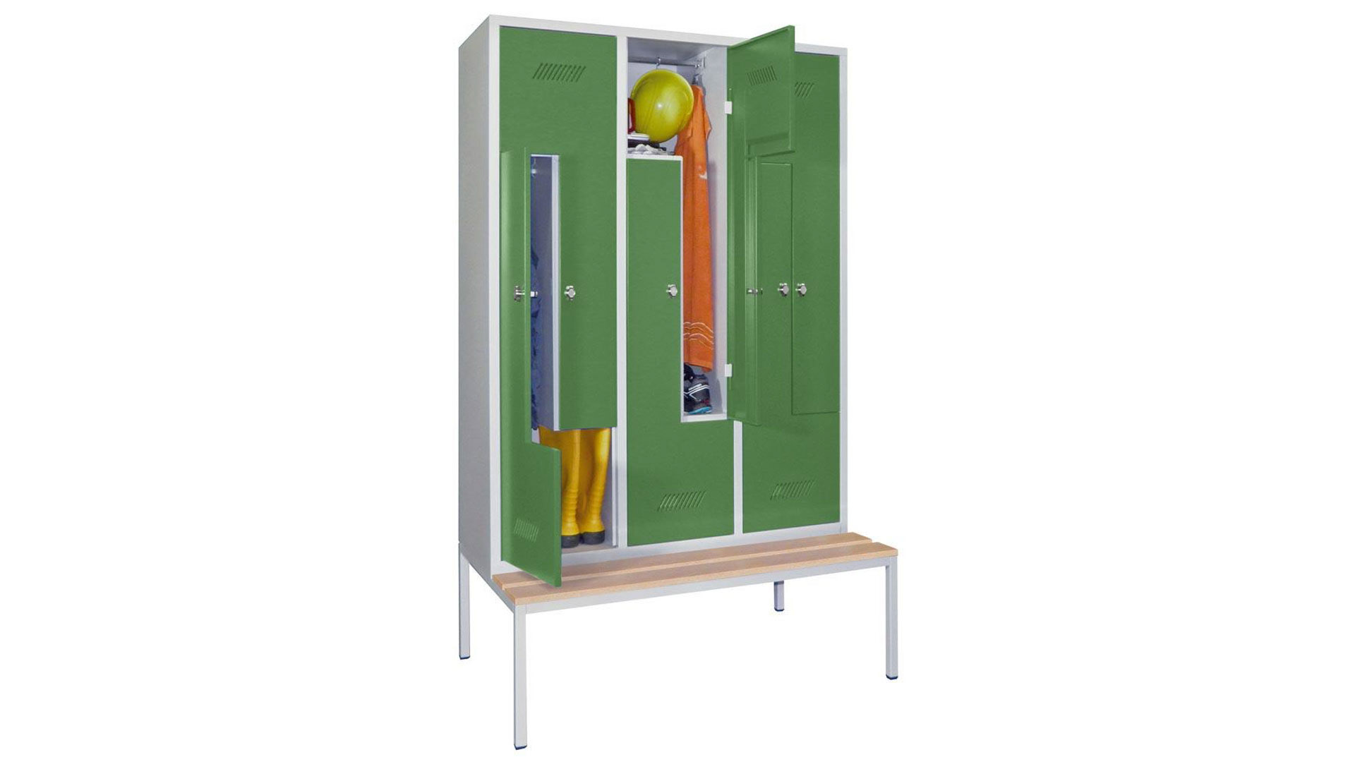 Z-Spind, Breite 100 cm, Höhe 210 cm, Tiefe 80 cm, 6 Abteile