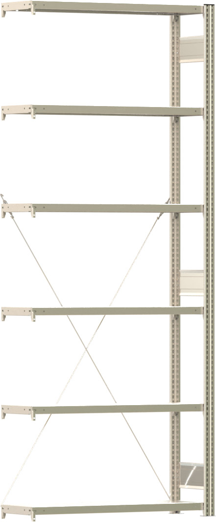 Fachbodenregal BERT - Breite: 100,5 cm - Tiefe: 30 cm - Höhe: 250 cm - 6 Böden - Anbauregal