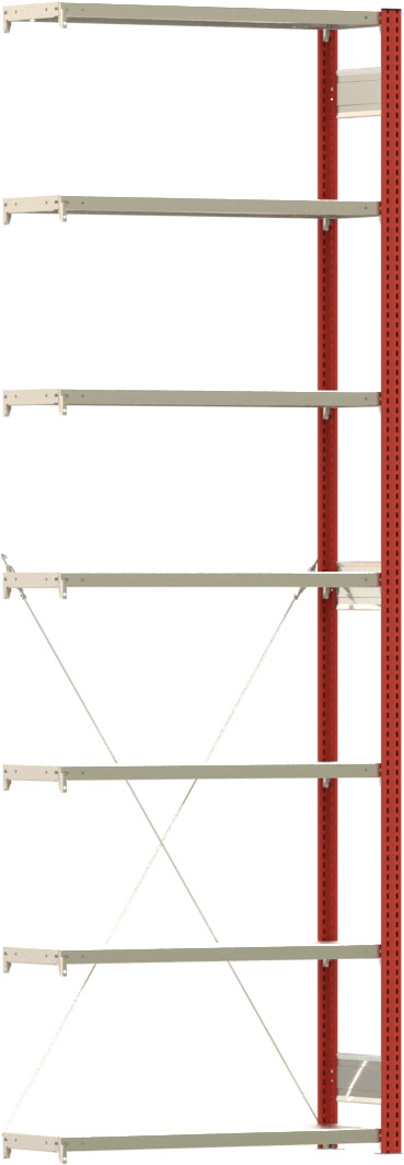 Fachbodenregal BERT - Breite: 100,5 cm - Tiefe: 30 cm - Höhe: 300 cm - 7 Böden - Anbauregal