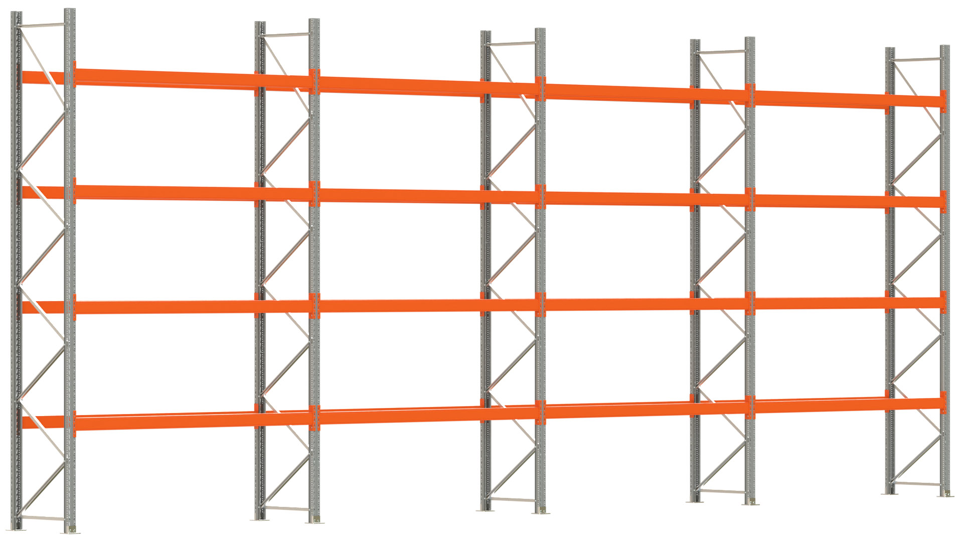 Palettenregal ARTUS - Breite 1122,5 cm - Höhe 450 cm - Tiefe 80 cm - Fachlast 2000 kg - 40 Palettenstellplätze