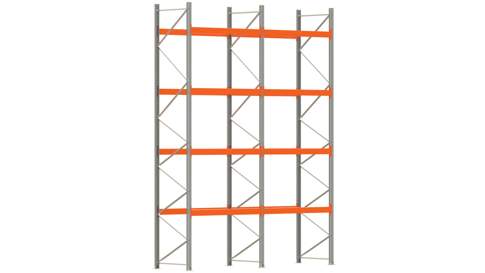 Palettenregal ARTUS - Breite 405,5 cm - Höhe 550 cm - Tiefe 110 cm - Fachlast 2000 kg - 20 Palettenstellplätze