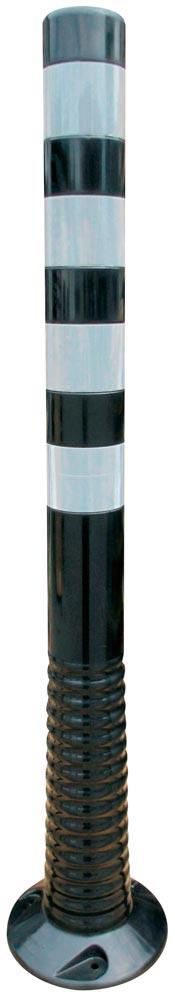 Flexibler Sperrpfosten, Flexipfosten, schwarz/silber m. 4 retroreflektierenden Streifen, Polyurethan H.1000 mm, Durchm. 80 mm, ohne Befestigungsmaterial