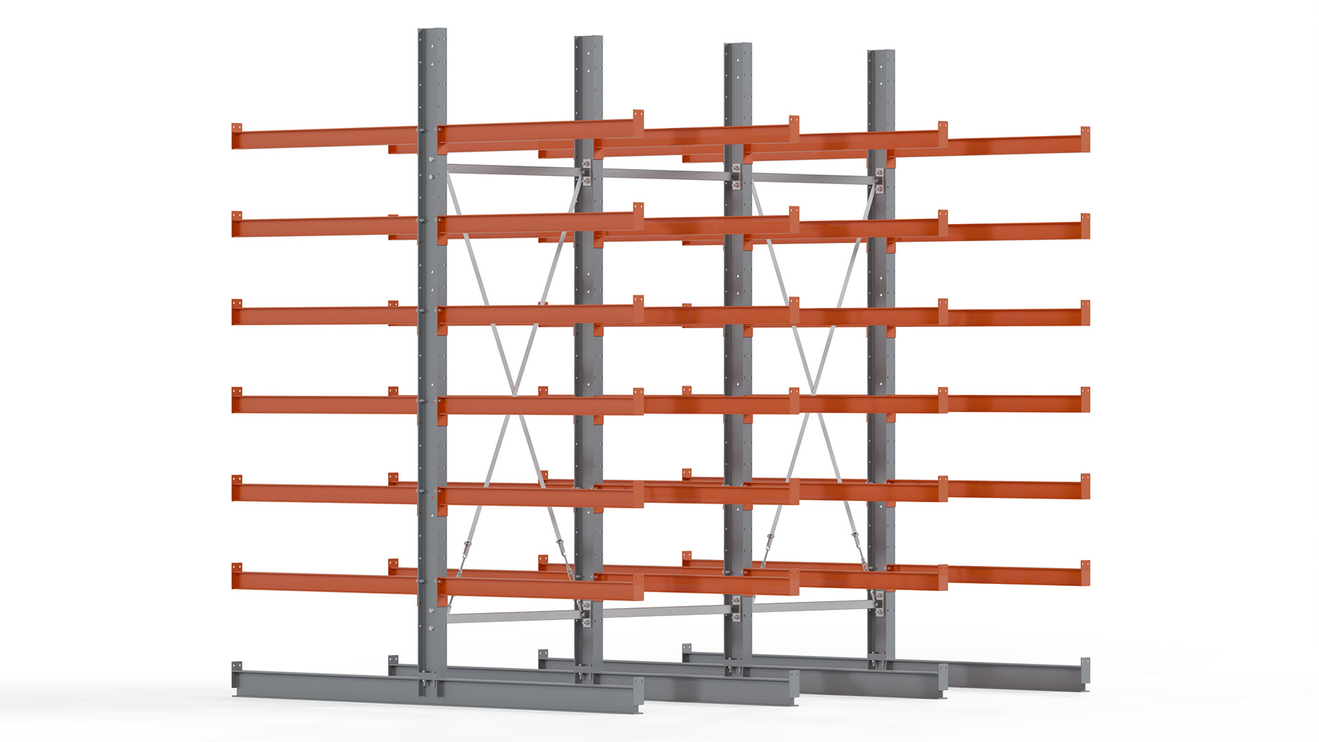 Kragarmregal KARL basic - lackiert - Breite: 300 cm - Höhe: 300 cm - Tiefe: 120 cm - Traglast je Kragarm: 370 kg - beidseitig