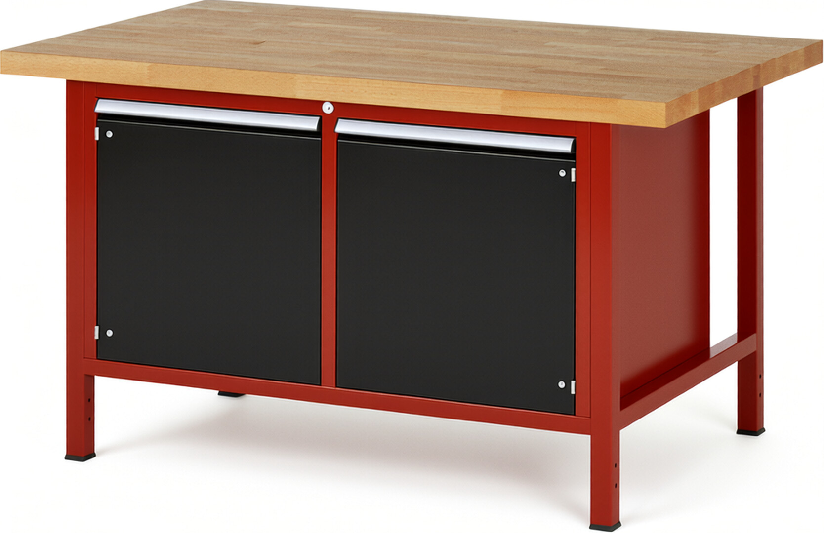 Werkbank Modell 8465 rot - schwarz, BxTxH 1500x900x840 mm,  Buche-Massiv Arbeitsplatte 40 mm