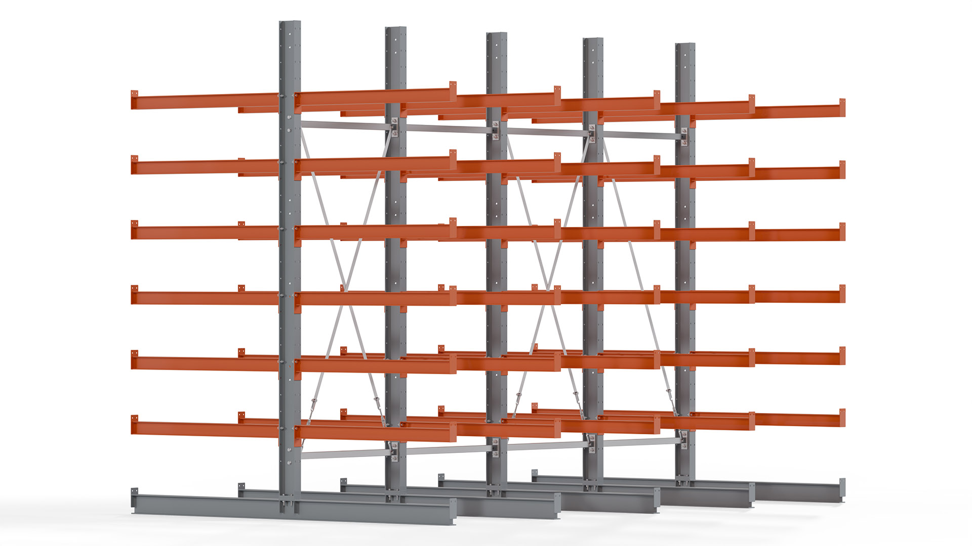 Kragarmregal KARL basic - lackiert - Breite: 400 cm - Höhe: 300 cm - Tiefe: 120 cm - Traglast je Kragarm: 370 kg - beidseitig