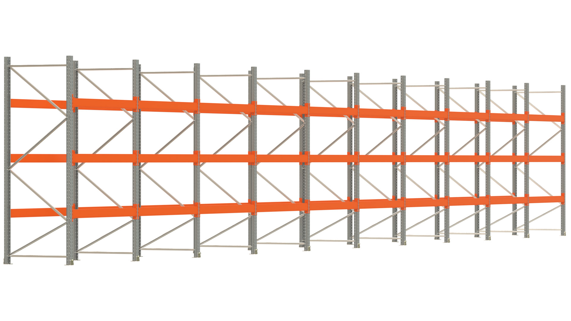 Palettenregal ARTUS - Breite 1993,5 cm - Höhe 300 cm - Tiefe 110 cm - Fachlast 3000 kg - 80 Palettenstellplätze