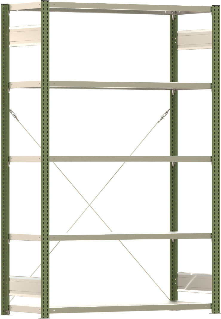 Fachbodenregal BERT - Breite: 128,5 cm - Tiefe: 50 cm - Höhe: 200 cm - 5 Böden - Grundregal