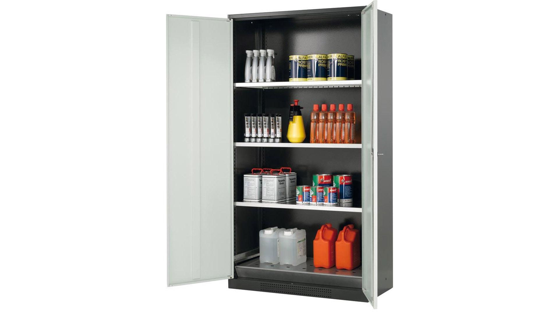 Gefahrstoffschrank, Chemikalienschrank - Flügeltüren