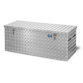 Riffelblech Aluminiumbox, Lagerbox, Alu Kiste - Transportbehälter - Deckel Gasdruckdämpfer - Griffe und Verschlüsse aus Edelstahl - 312 l Vol. - 520 x 1.272 x 525 mm