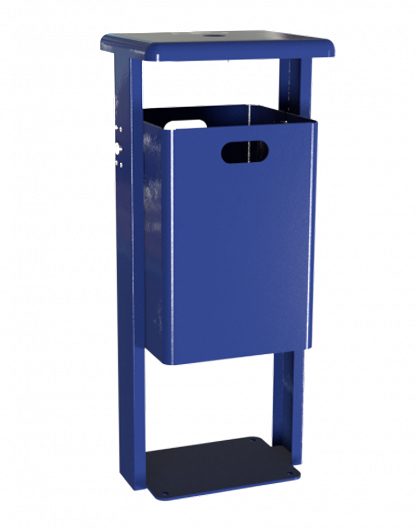 Stand-Abfallbehälter rechteckig - Vol. 40 l - mit Ascher - mit Bodenplatte - kobaltblau/kobaltblau