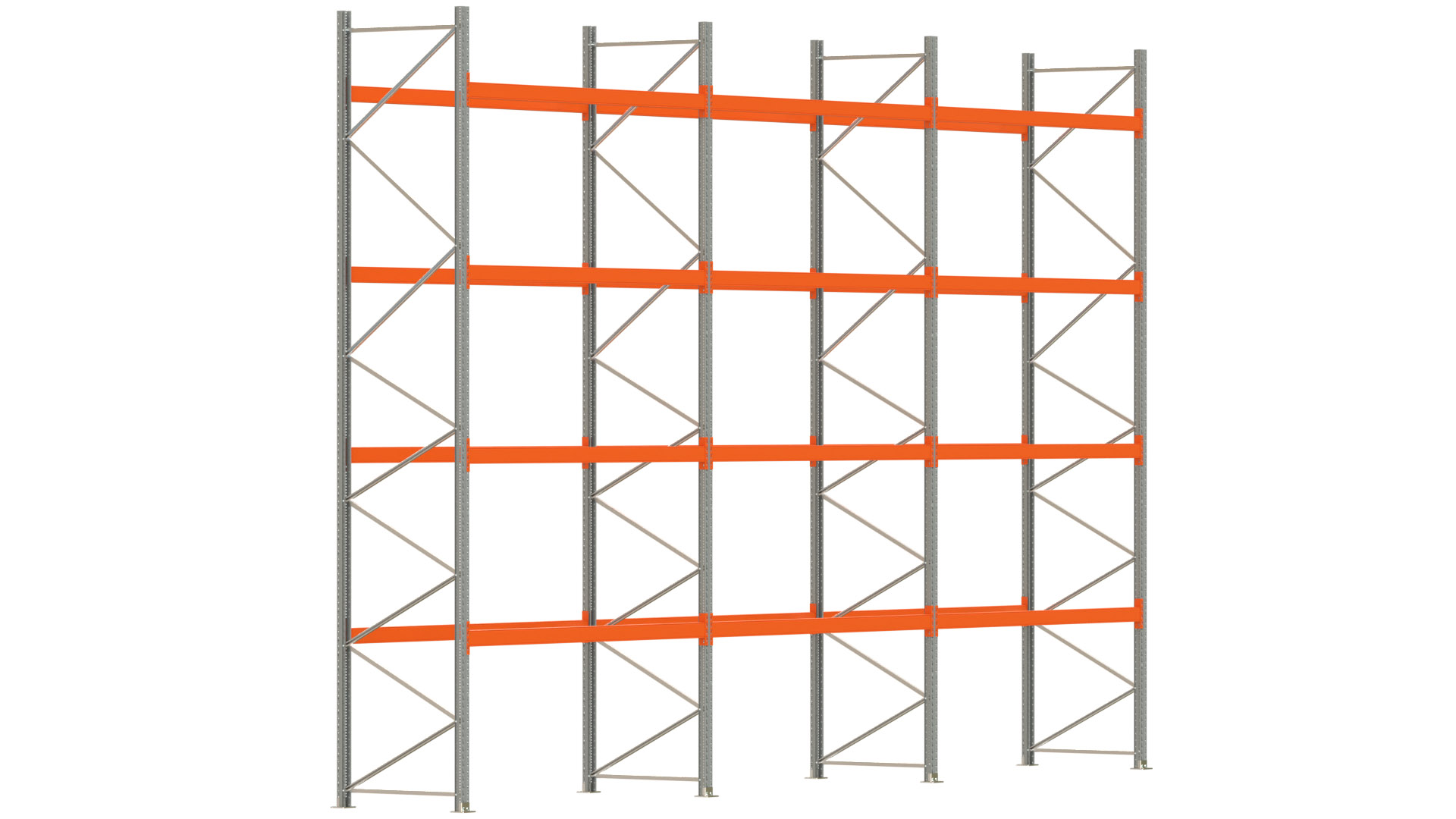 Palettenregal ARTUS - Breite 844 cm - Höhe 550 cm - Tiefe 110 cm - Fachlast 2000 kg - 45 Palettenstellplätze