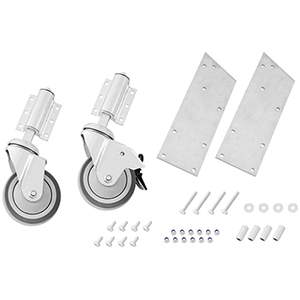 Federrollenset selbsttätig blockierend, schwenkbaram Holm (1 Rolle ungebremst- 1 Rolle gebremst)