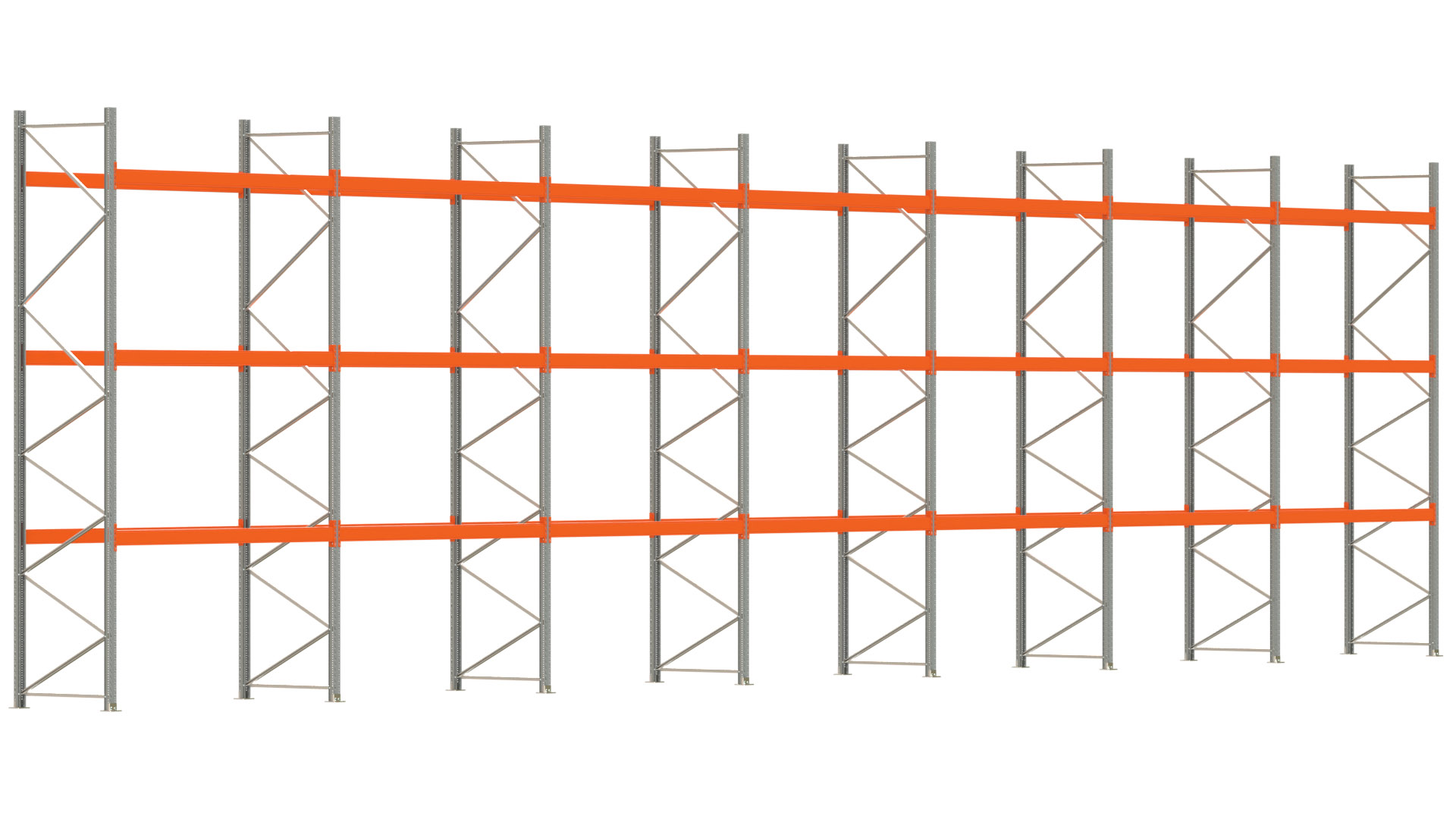 Palettenregal ARTUS - Breite 1958 cm - Höhe 500 cm - Tiefe 110 cm - Fachlast 3000 kg - 84 Palettenstellplätze