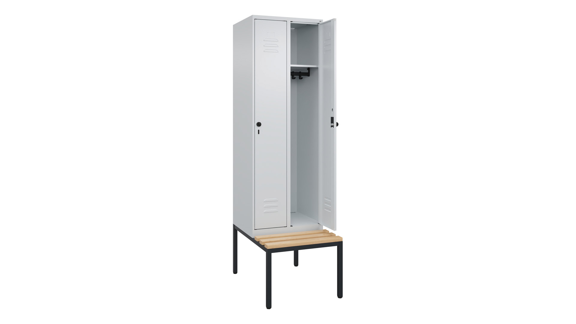Spind - Garderobenschrank, Breite 60 cm, Höhe 212 cm, Tiefe 50 cm, 2 Abteile