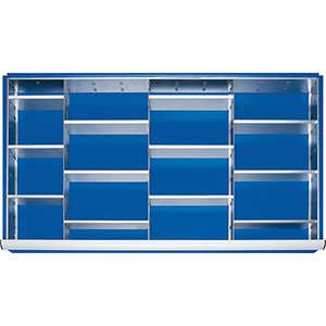 Einteilungssortiment für Schubladen BxT 1055x560 mm: 3 Trenn- und 12 Steckwände, für Fronthöhe 60/90 mm