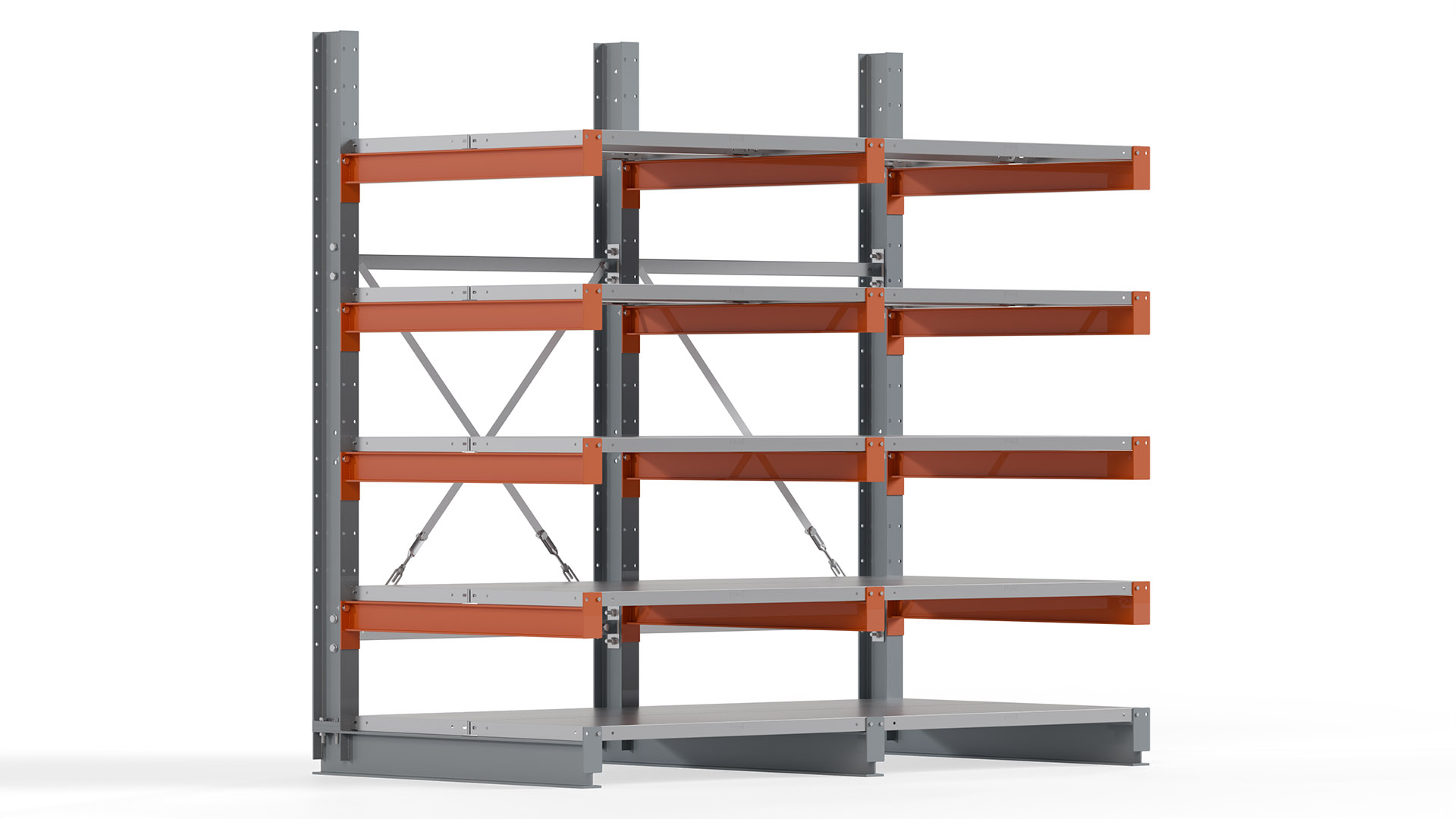 Kragarmregal KARL basic - lackiert - Breite: 200 cm - Höhe: 200 cm - Tiefe: 100 cm - Traglast je Kragarm: 450 kg - einseitig