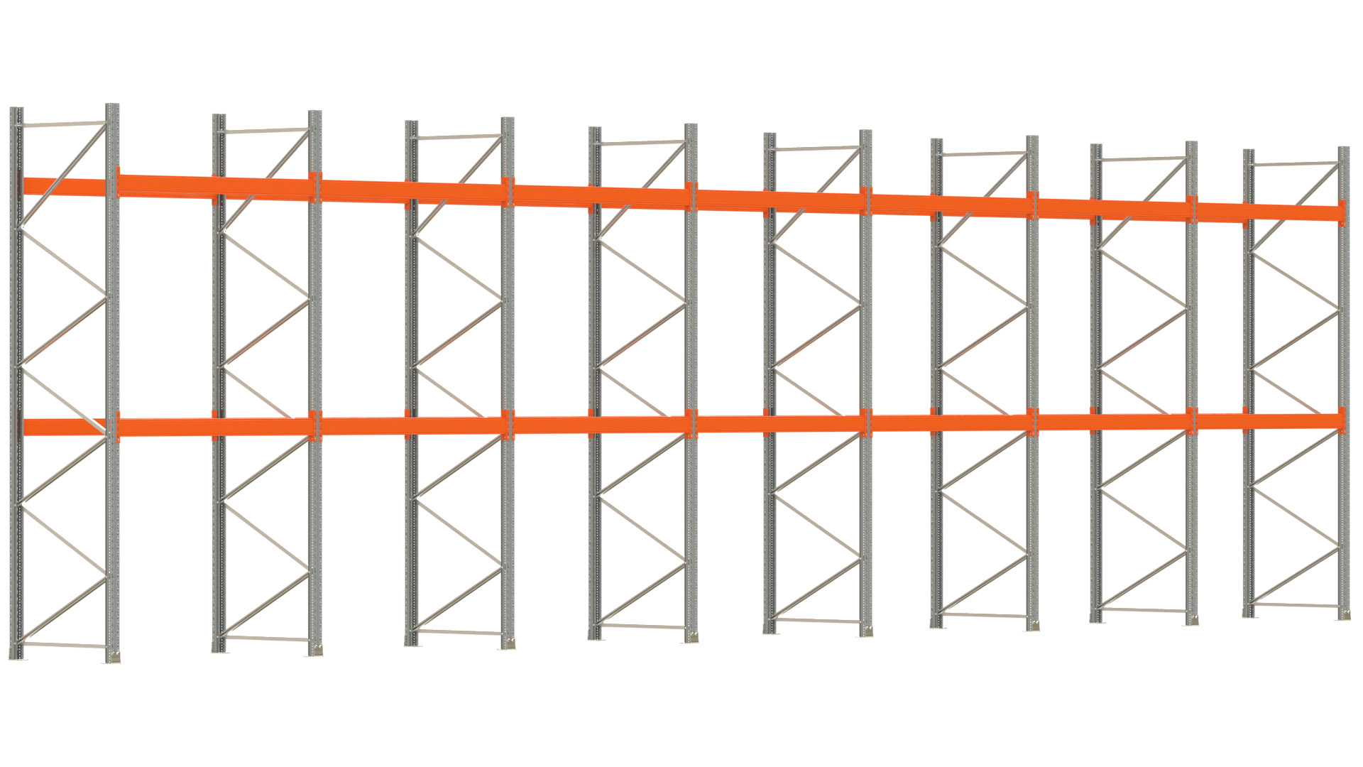 Palettenregal ARTUS - Breite 1398 cm - Höhe 400 cm - Tiefe 110 cm - Fachlast 2000 kg - 42 Palettenstellplätze