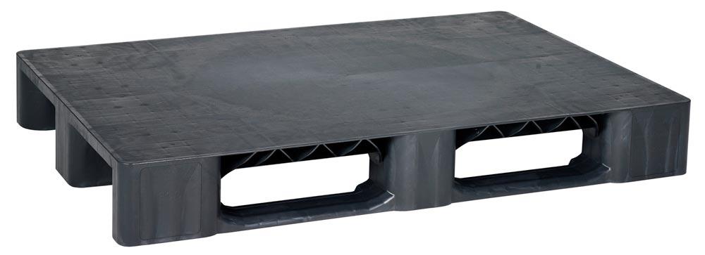 Kunststoff Palette - Polyethylen (PE-RE) - Traglast 2.500 kg - 155 x 800 x 1.200 mm (HxBxT) - schwarz