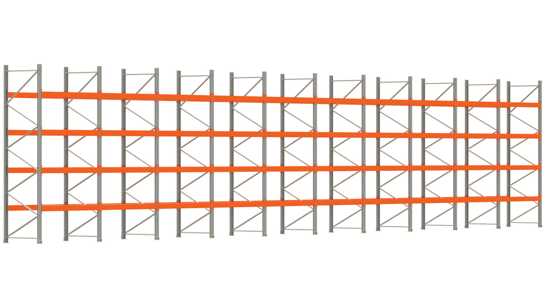 Palettenregal ARTUS - Breite 1993,5 cm - Höhe 400 cm - Tiefe 110 cm - Fachlast 2000 kg - 100 Palettenstellplätze