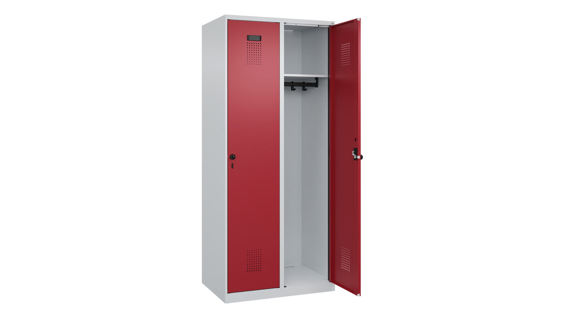 Spind - Garderobenschrank, Breite 80 cm, Höhe 185 cm, Tiefe 50 cm, 2 Abteile