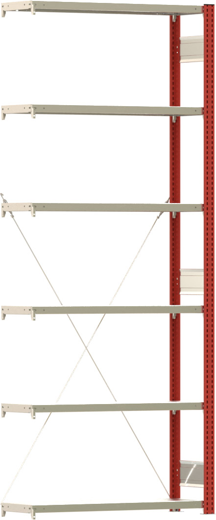 Fachbodenregal BERT - Breite: 100,5 cm - Tiefe: 30 cm - Höhe: 250 cm - 6 Böden - Anbauregal