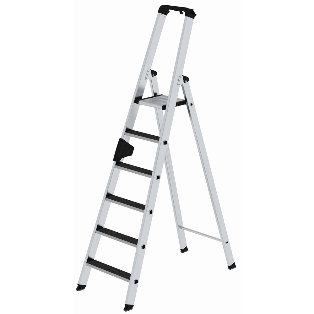 Stufenstehleiter, Alu, 6 Stufen,AH3,40m einseitig begehbar, Höhe 2,07 m, R13