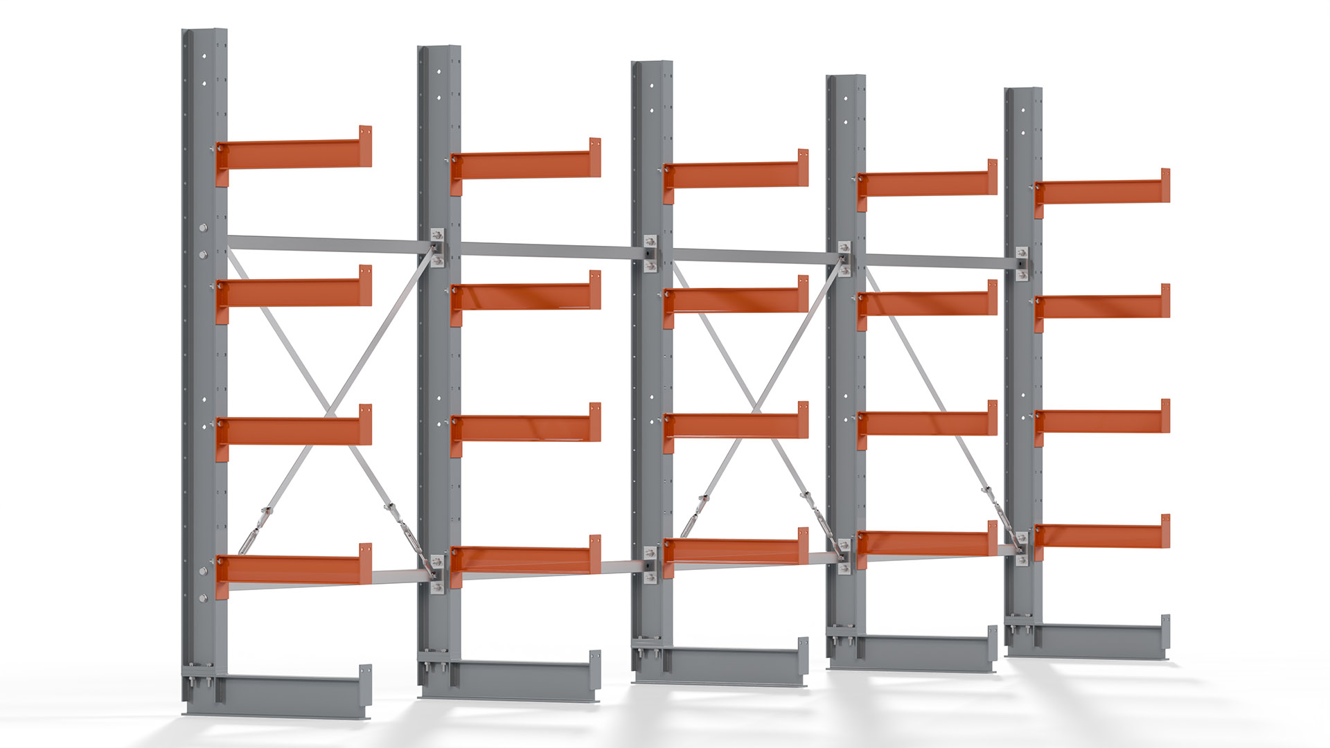 Kragarmregal KARL basic - lackiert - Breite: 512 cm - Höhe: 200 cm - Tiefe: 50 cm - Traglast je Kragarm: 870 kg - einseitig