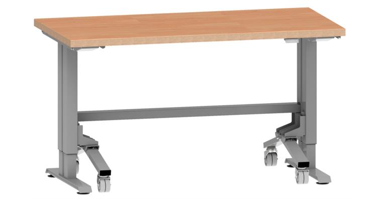 Elektrisch hv.  Arbeitstisch, Breite 200 cm, Tiefe 80 cm, Höhe bis 125,5 cm, Platte: Multiplex 40 mm