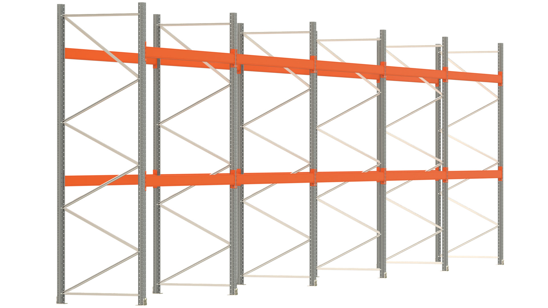 Palettenregal ARTUS - Breite 1401 cm - Höhe 350 cm - Tiefe 110 cm - Fachlast 3000 kg - 45 Palettenstellplätze