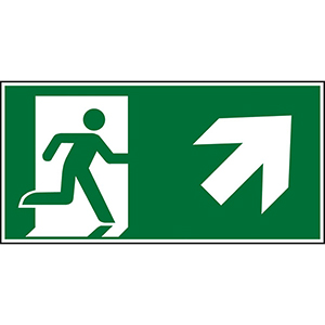 Rettungszeichen, Rettungsschild, Fluchtweg aufwärts rechts