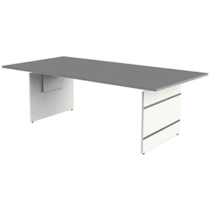 Schreibtisch, BxTxH 2000x1000x680-760 mm, Wangen-Gestell weiß, Platte graphit, inkl. Kabelkanal