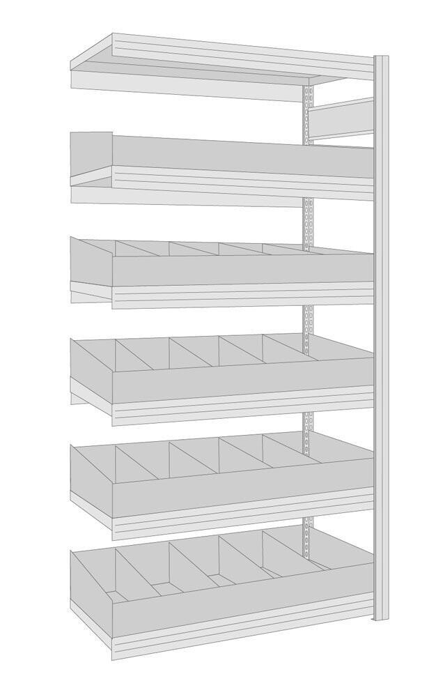 Kleinteileregal mit Schüttensets