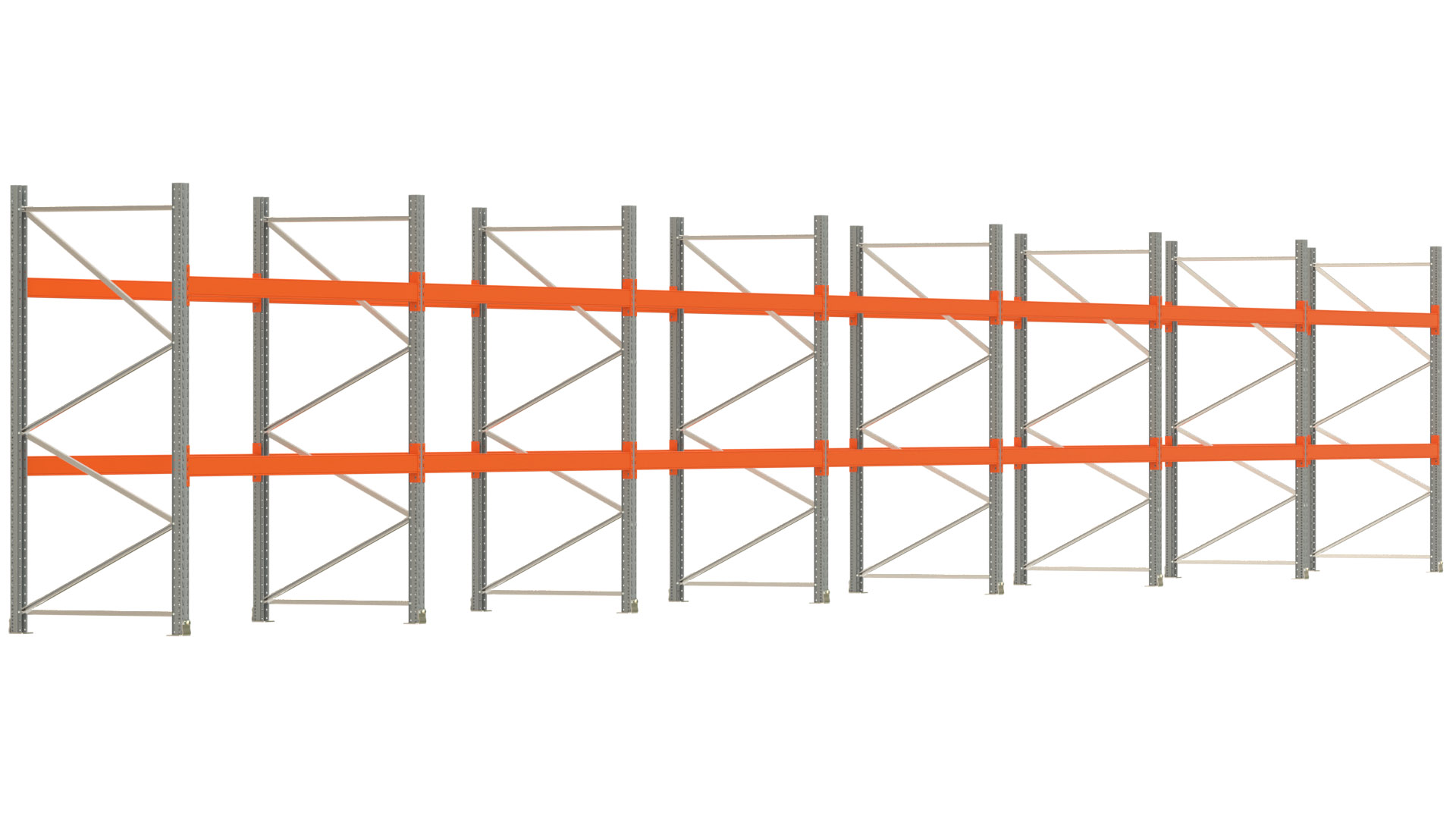 Palettenregal ARTUS - Breite 1958 cm - Höhe 250 cm - Tiefe 110 cm - Fachlast 3000 kg - 63 Palettenstellplätze