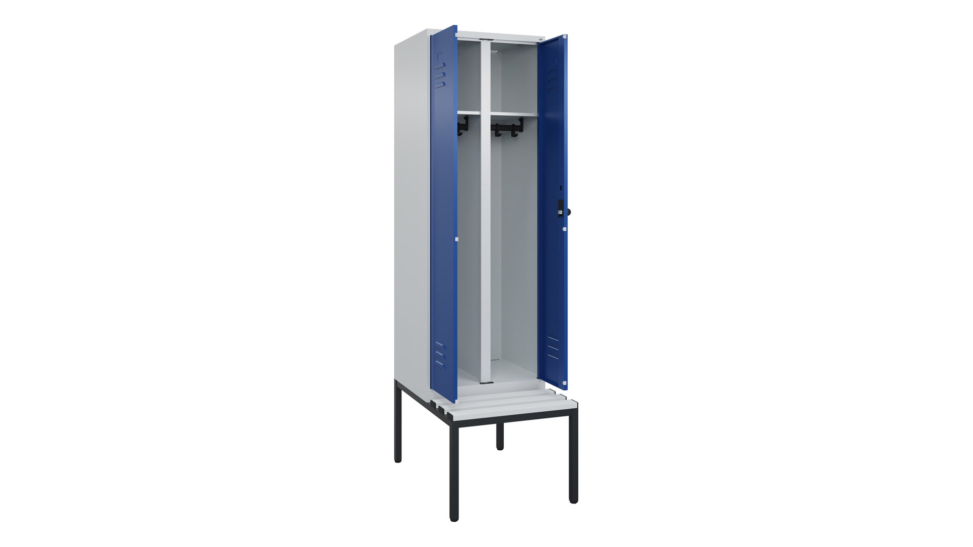 Spind - Garderobenschrank, Breite 60 cm, Höhe 212 cm, Tiefe 50 cm, 2 Abteile