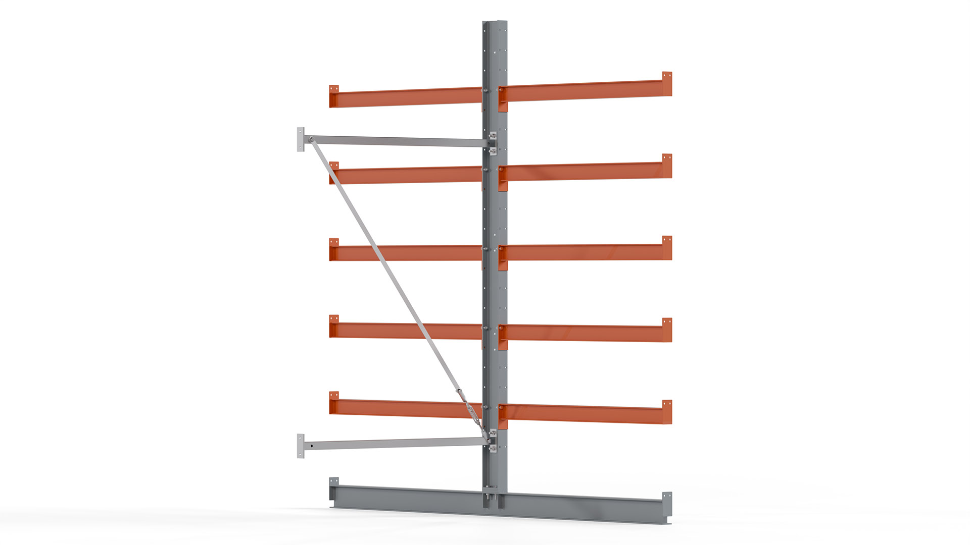 Kragarmregal KARL basic - Anbaufeld - Breite: 100 cm - Höhe: 250 cm - Tiefe: 252 cm - Traglast je Arm: 370 kg - doppelseitig