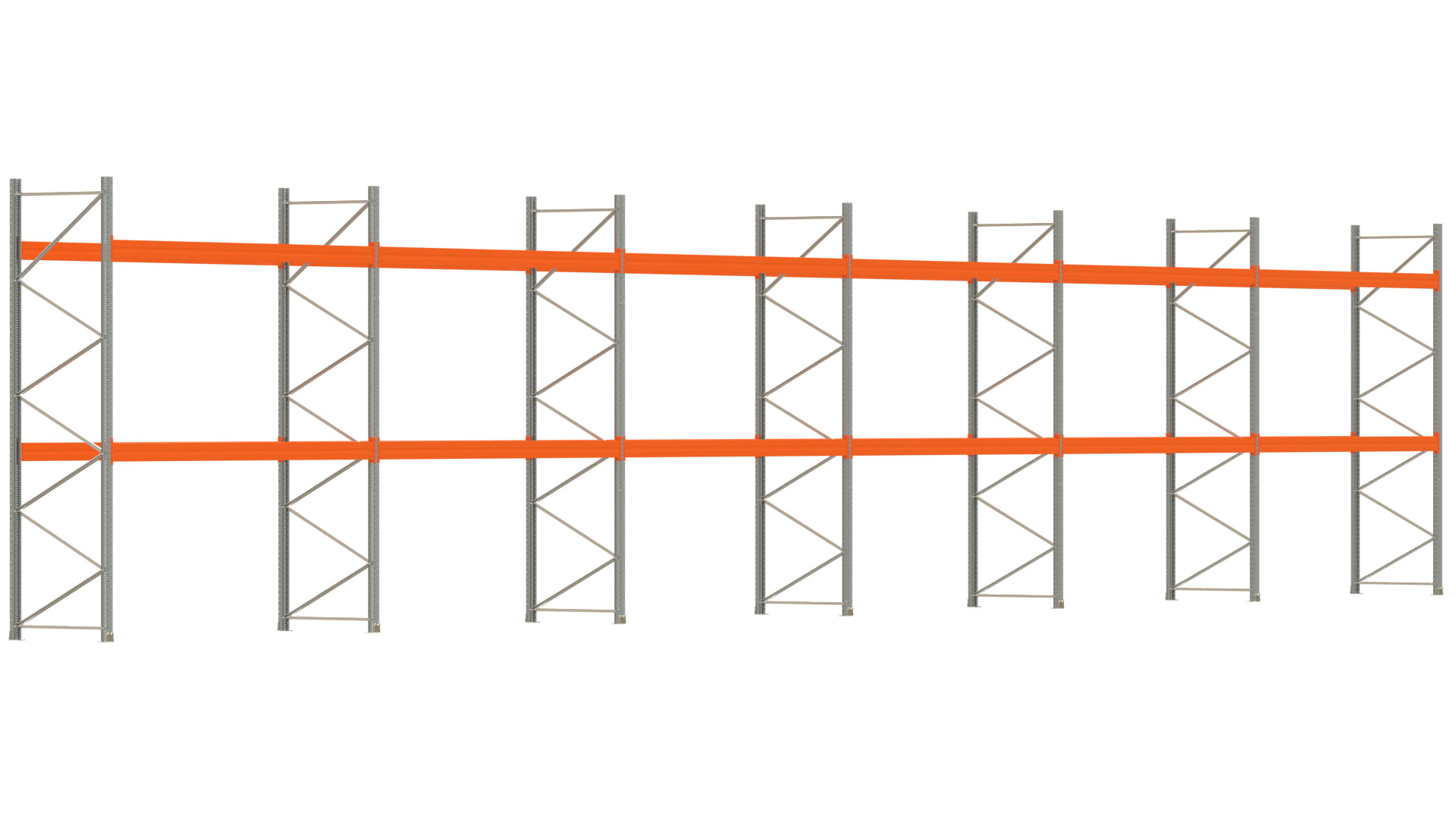 Palettenregal ARTUS - Breite 2219,5 cm - Höhe 400 cm - Tiefe 110 cm - Fachlast 3700 kg - 72 Palettenstellplätze