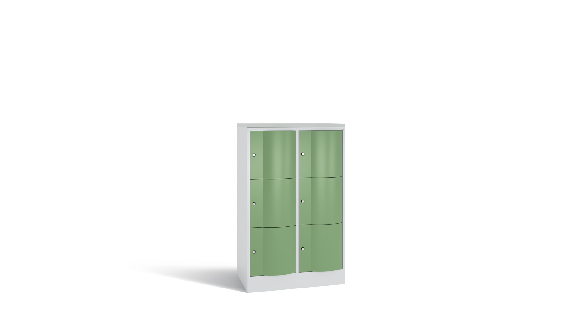 Schließfachschrank, Breite 77 cm, Höhe 125,5 cm, Tiefe 54 cm, 6 Fächer